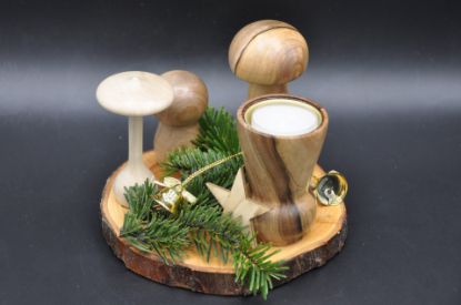 Picture of Tisch-Deko groß 2 (Grundplatte, 3 Pilze und 1 Teelichthalter)