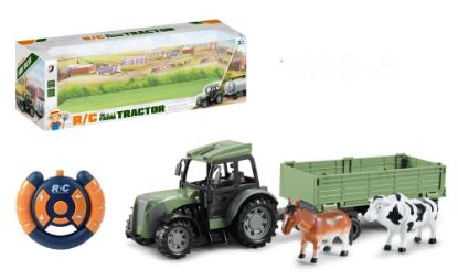 Bild von ToyToyToy, R/C Traktor mit Anhänger & 2 Bauernhoftieren, 46x10x13cm, 523635