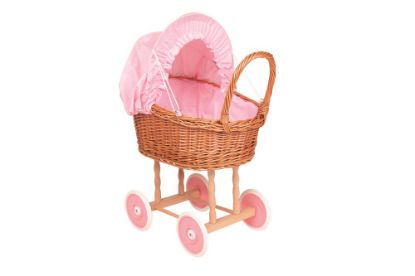Picture of Puppenwagen Korb, Rosa, 61262/W/WGR
