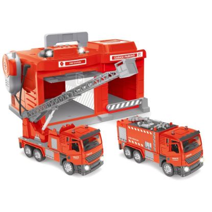Picture of ToyToyToy, Feuerwehr Spielset mit Garage & FW-Auto mit L&S, 36,5x24,5x19,5cm, 514048