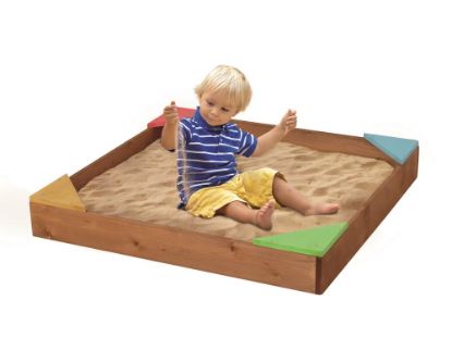 Bild von Beluga, Holz Sandkasten mit bunten Sitzecken, 90x90x12 cm, 41115