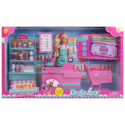 Bild von ToyToyToy, Lucy Puppe Supermarkt mit Kasse sortiert, 56x9,5x33cm, 8430