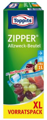 Bild von Toppits, Zipper Allzweckbeutel XL 1Liter 28Stück