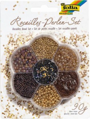 Picture of Rocailles Perlen sort. gold/braun