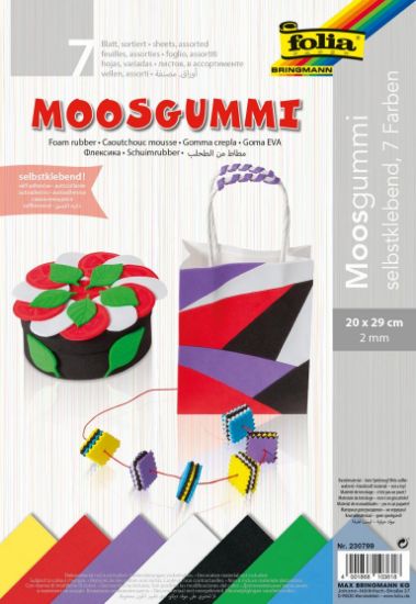 Bild von Moosgummi 20x29cm selbstklebend 7 Farben sortiert