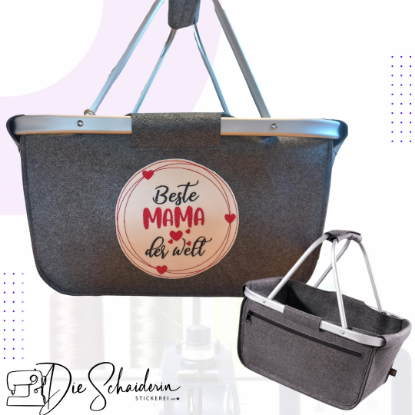 Zeige Details für Filzkorb mit Aluminiumrahmen – "Beste Mama der Welt" Bild von Filzkorb mit Aluminiumrahmen – "Beste Mama der Welt"