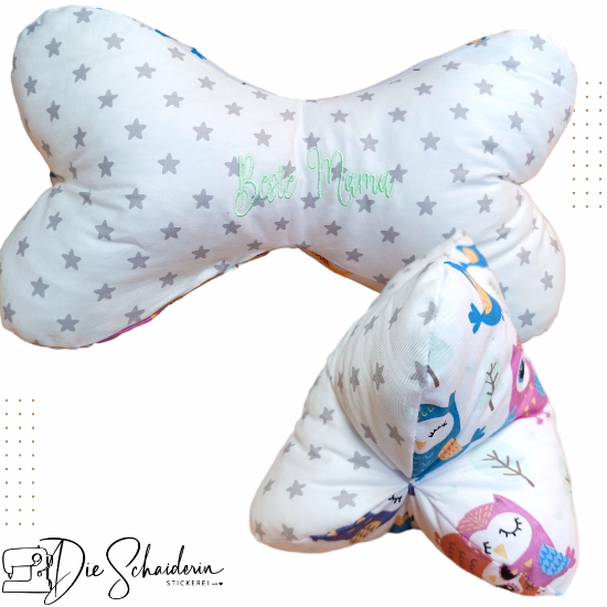 Picture of Leseknochen "Beste Mama" – Handgemachtes Nackenkissen mit Stickerei