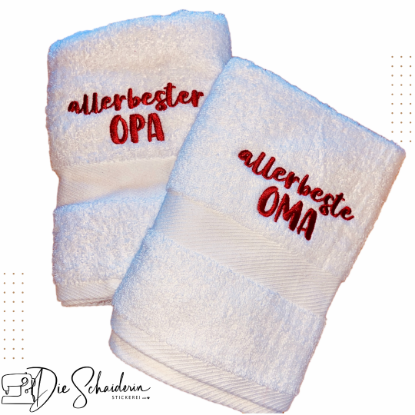 Zeige Details für Besticktes Handtuch-Set „Allerbeste Oma & Opa“ Bild von Besticktes Handtuch-Set „Allerbeste Oma & Opa“