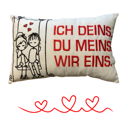Picture of „Ich deins. Du meins. Wir eins.“ – Das Kissen für Herzensmenschen