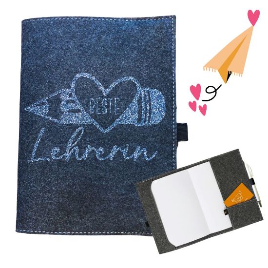 Picture of Notizbuchhülle mit Glitzer-Flexfolie "beste Lehrerin"