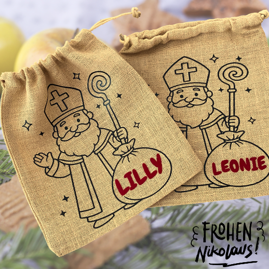 Picture of Nachhaltiges,Personalisierbares Jute-Nikolosackerl 25x30 cm