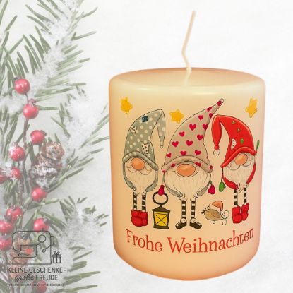 Picture of Weihnachtskerze „Frohe Weihnachten“ – mit liebevoll gestalteten Wichteln 🎅✨