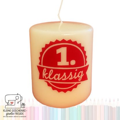 Picture of Kerze „1.klassig“ – Geschenk für Lehrerinnen & Lehrer