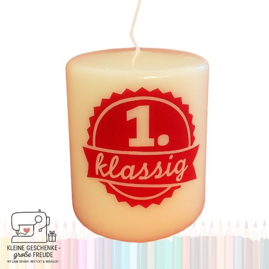 Picture of Kerze „1.klassig“ – Geschenk für Lehrerinnen & Lehrer